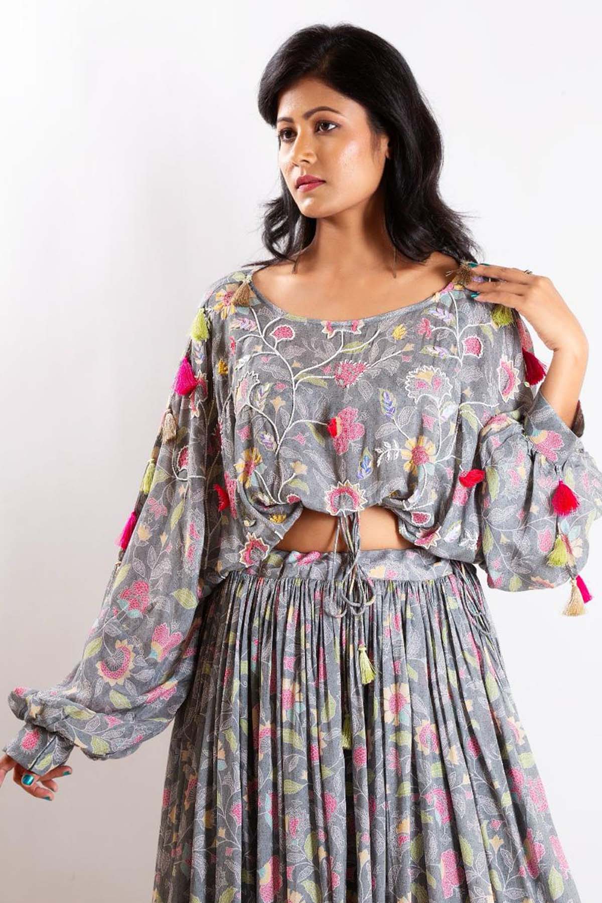 Embroidered Tassel Top & Pants