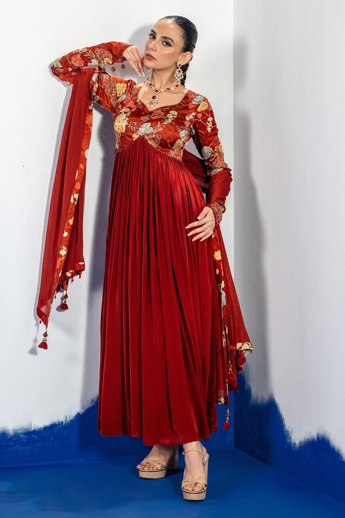 Buy Embroidered Anarkali & Dupatta by Shristi Chetani for women online at ScrollnShops