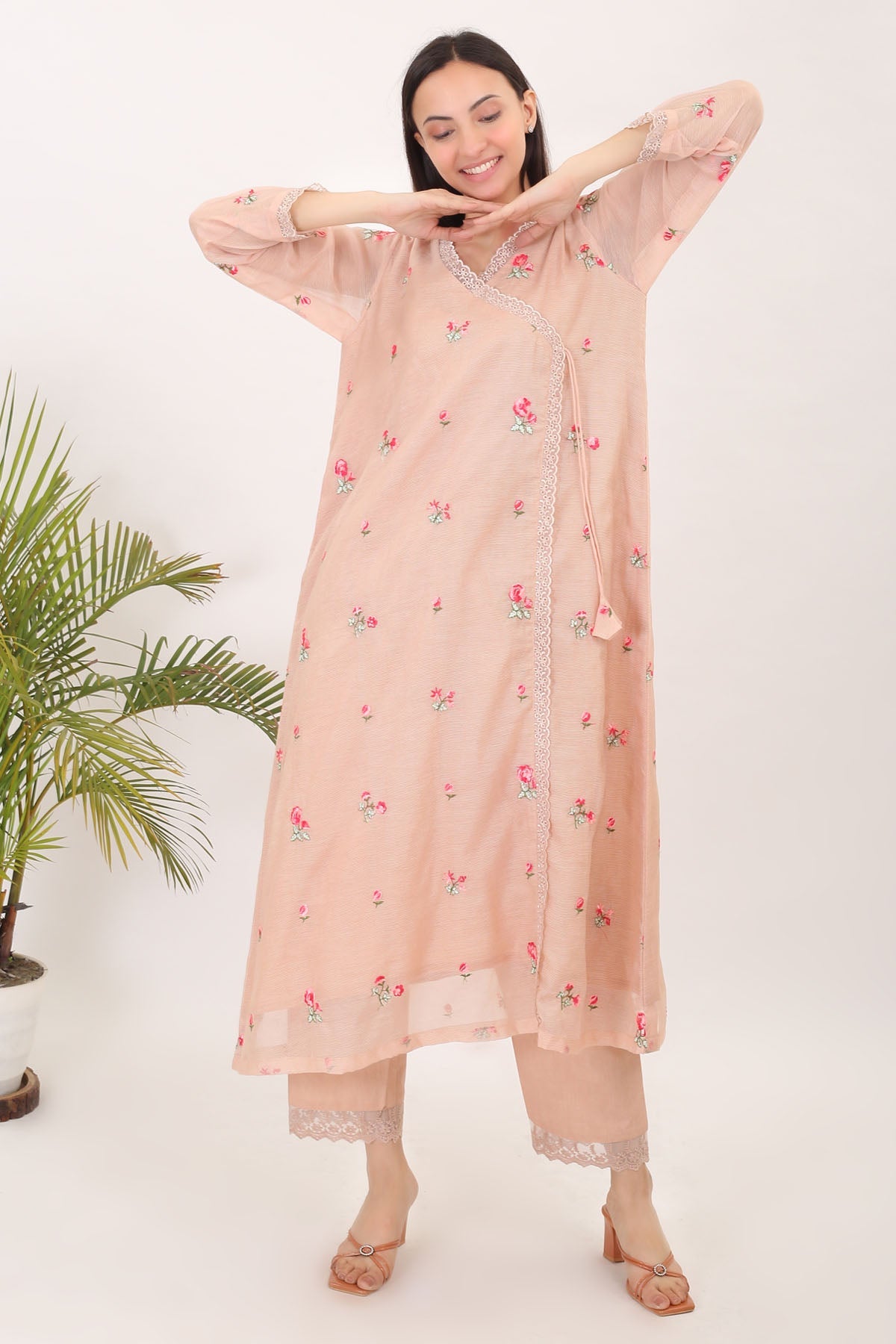 Simply Kitsch Embroidered Angrakha Kurta Set For Women Online At ScrollnShops
