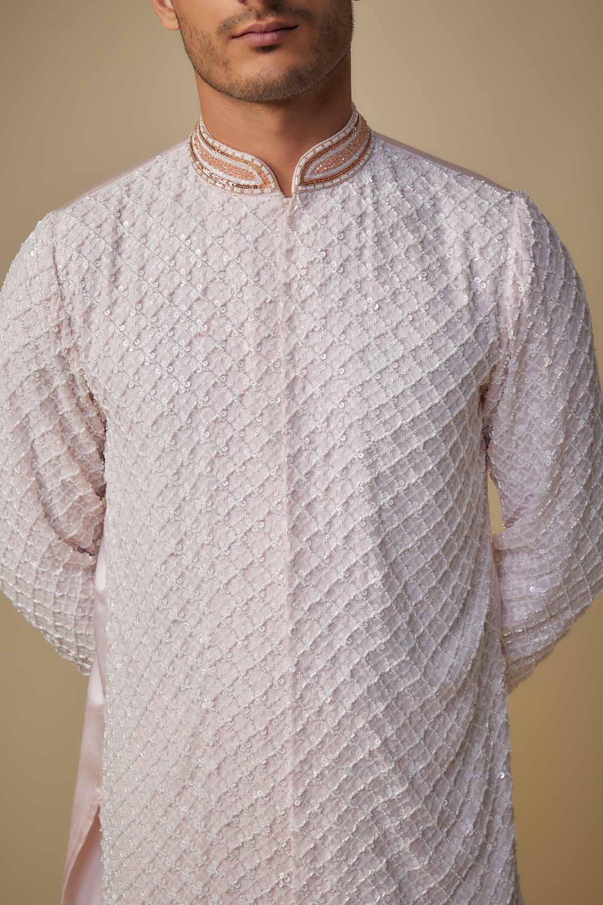 Embroidered Baby Pink Kurta Set