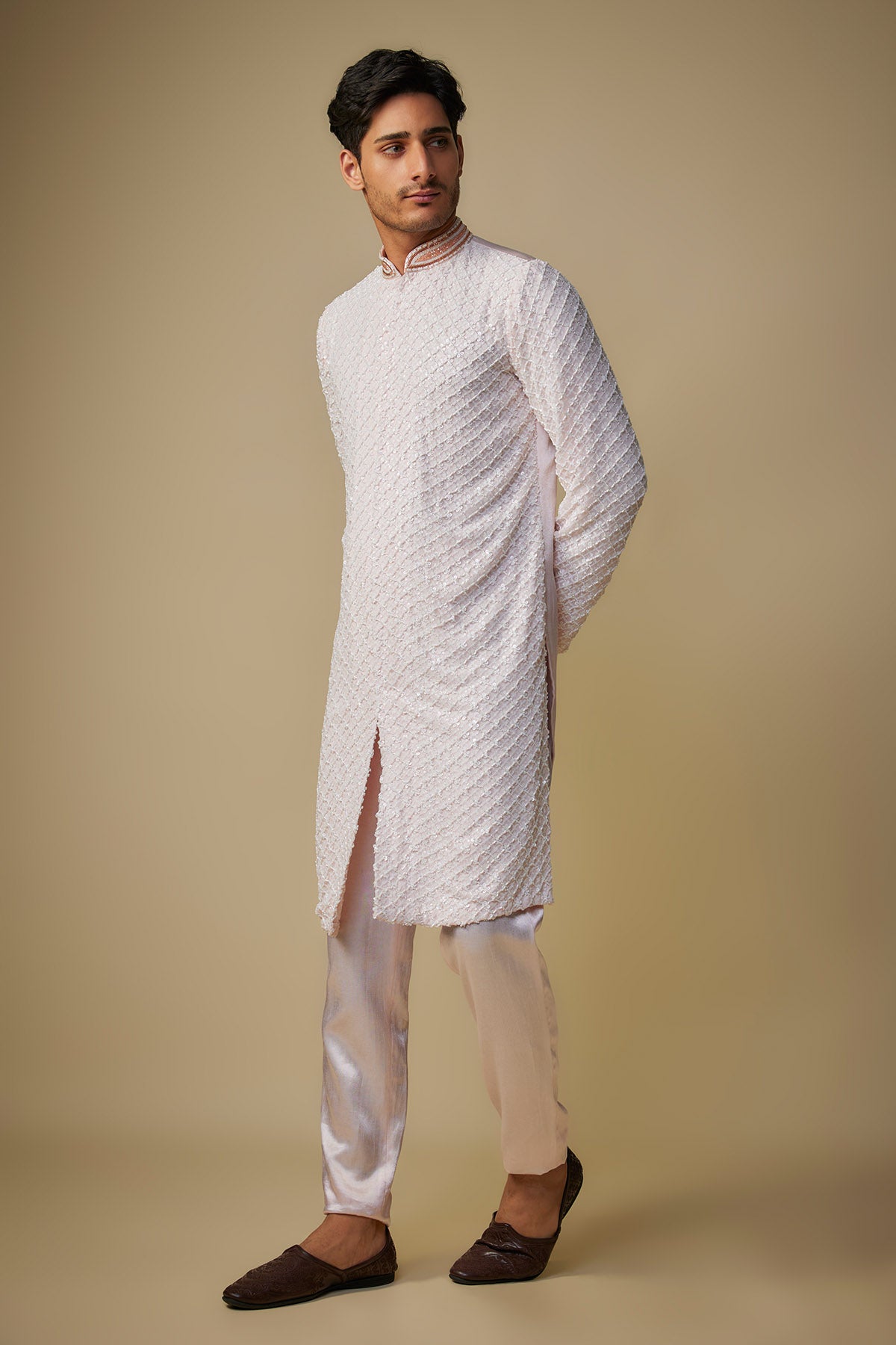 Embroidered Baby Pink Kurta Set