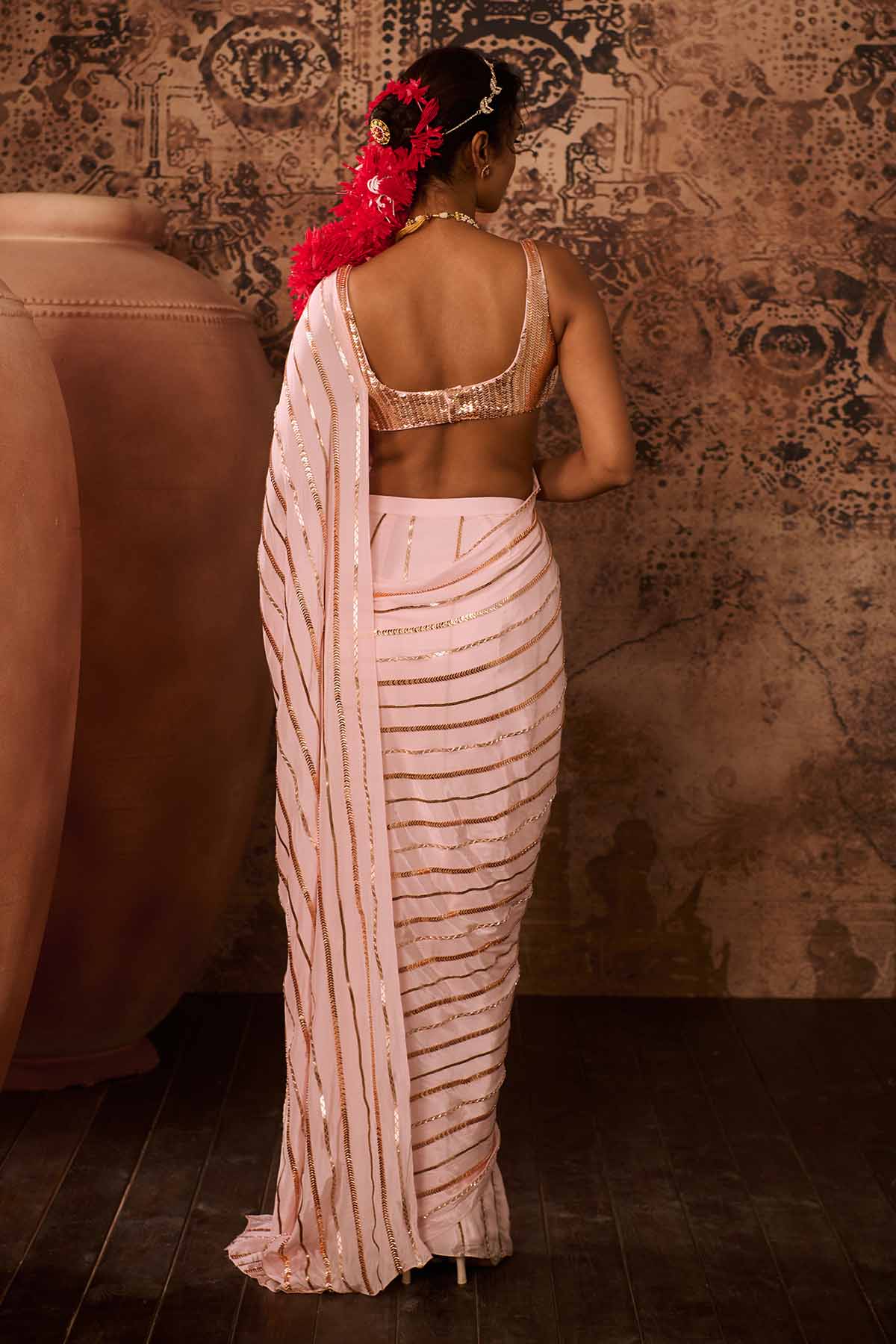 Embroidered Baby Pink Saree