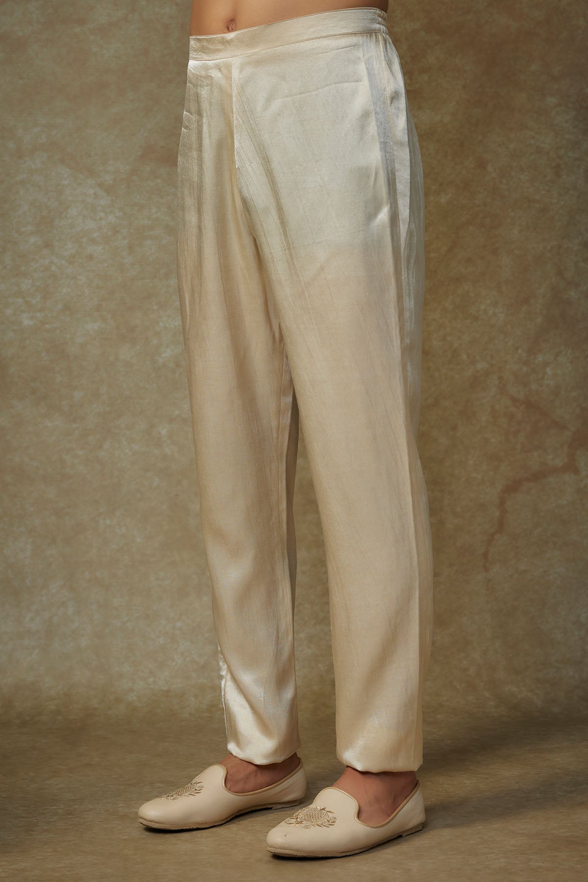 Embroidered Beige Jacket Set