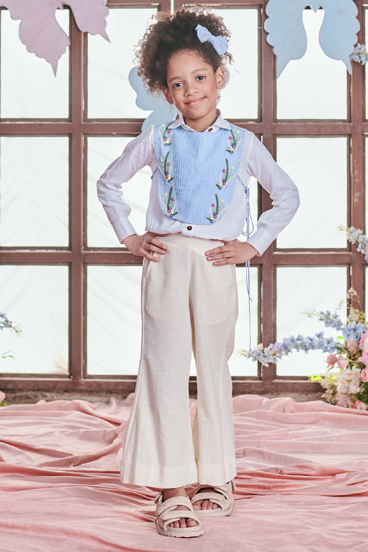 Designer Littleens Embroidered Bib & Pants Set For Kids (Boys & Girls) Available online at ScrollnShops