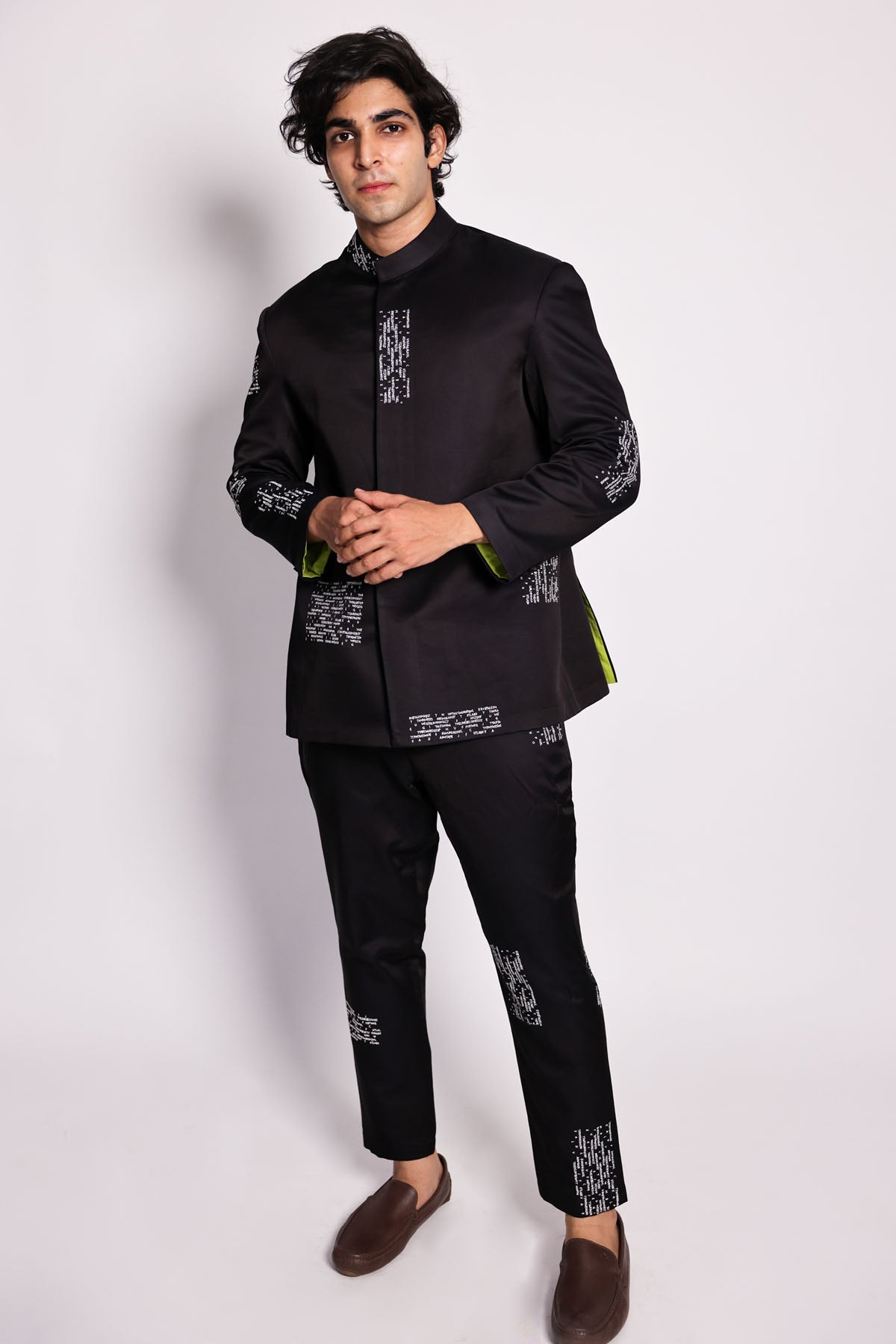 Arya Giri Embroidered Black Bandhgala Set for men online at ScrollnShops