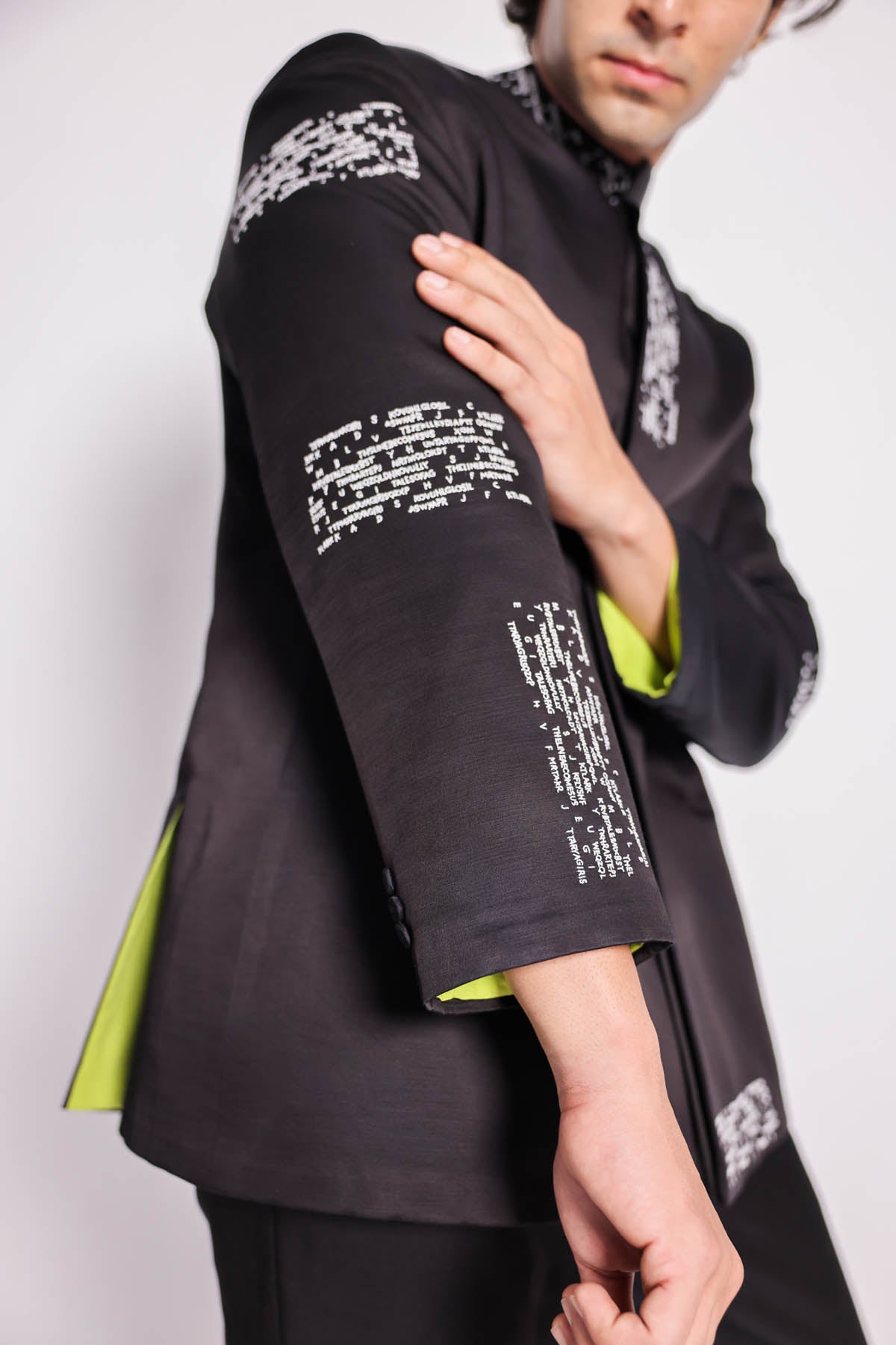 Embroidered Black Bandhgala Set