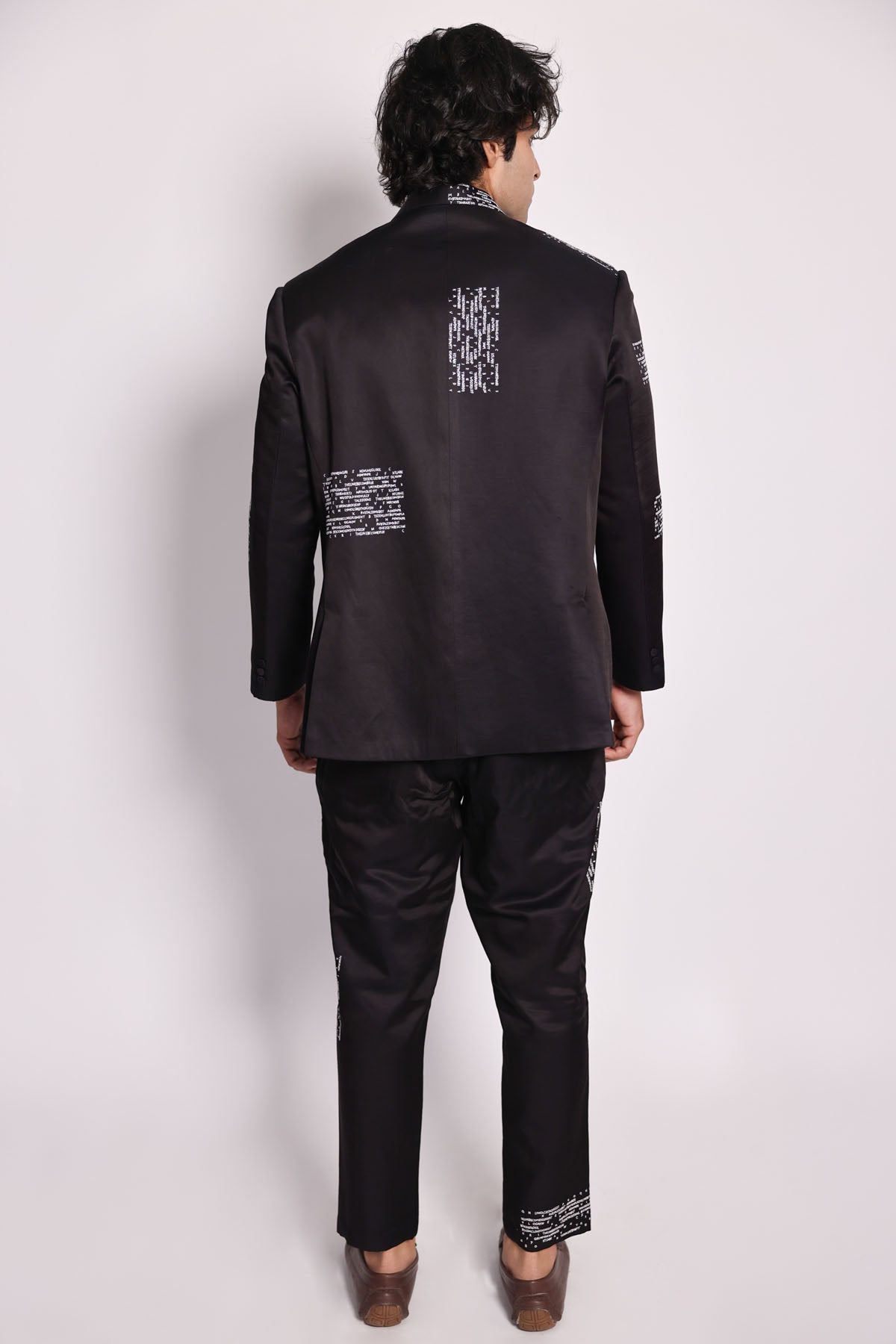 Embroidered Black Bandhgala Set