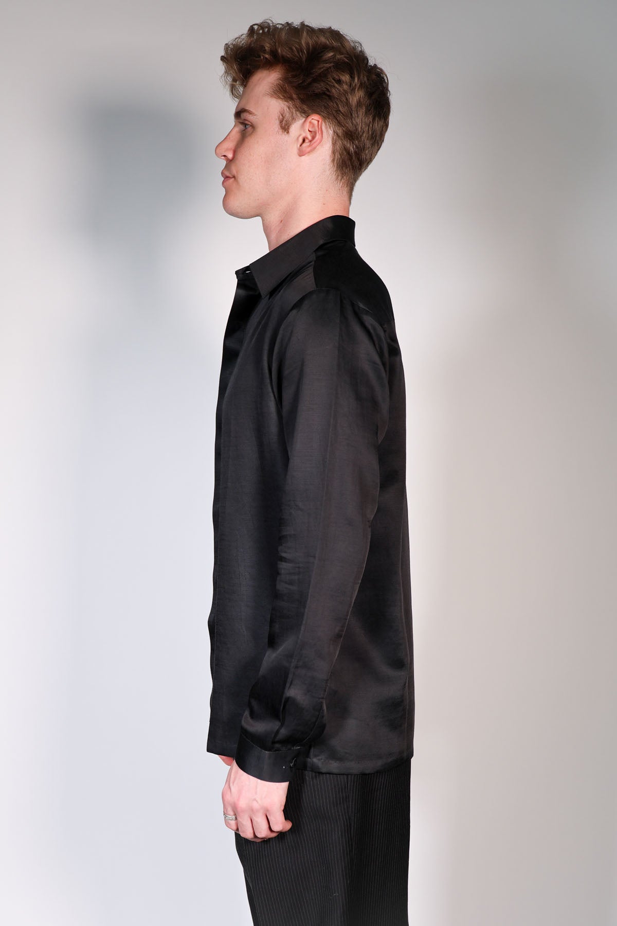 Embroidered Black Collar Shirt