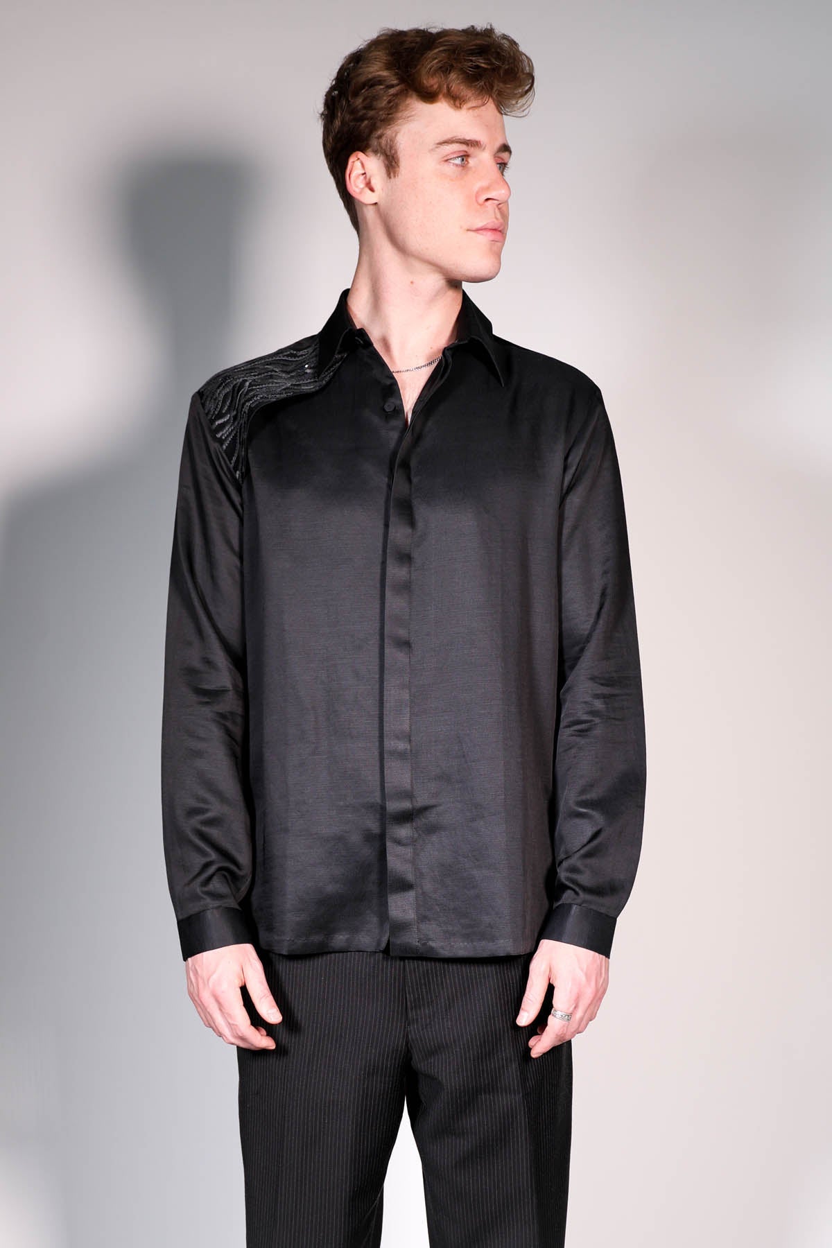 Buy Arya Giri Embroidered Black Collar Shirt