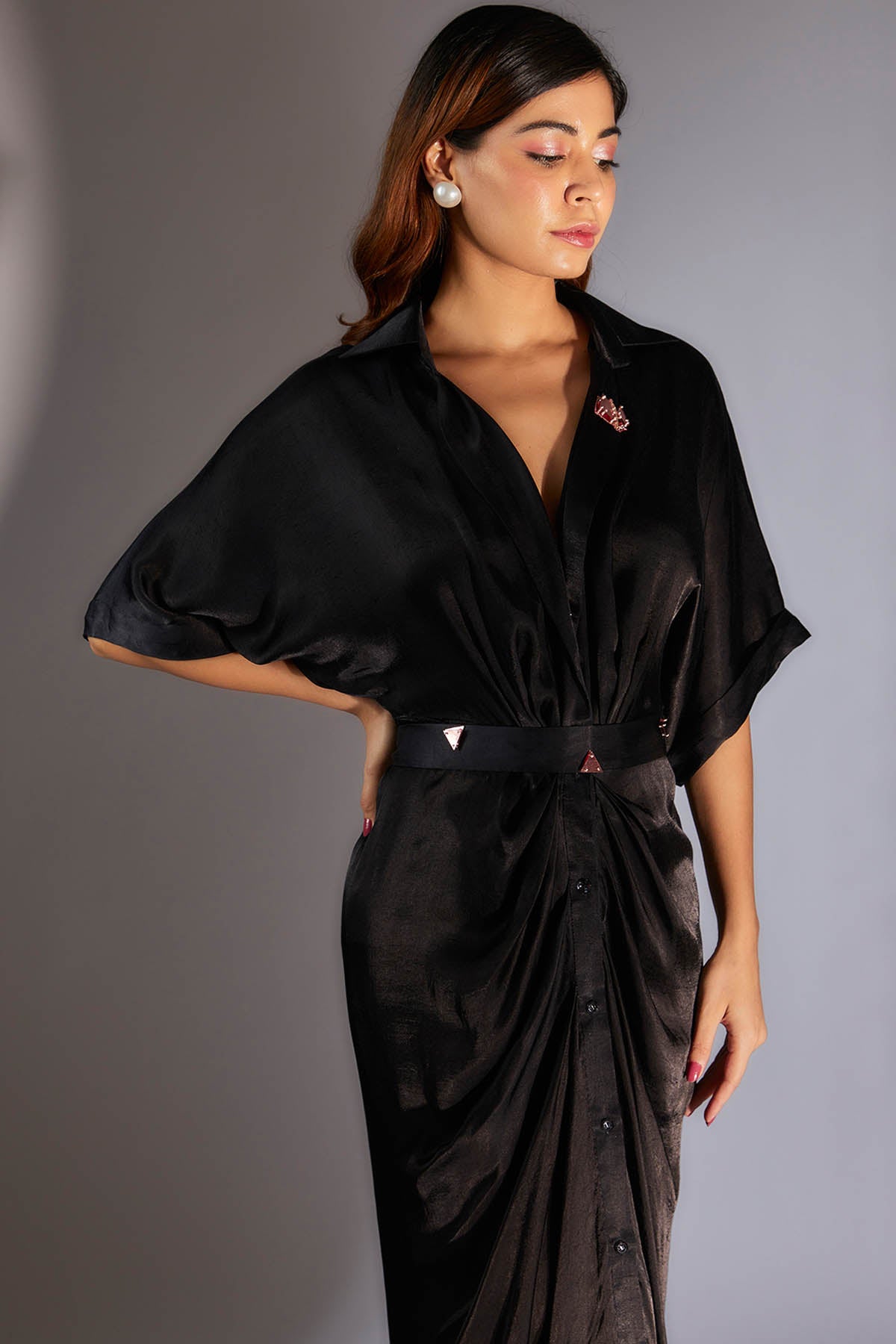 Embroidered Black Dress & Belt