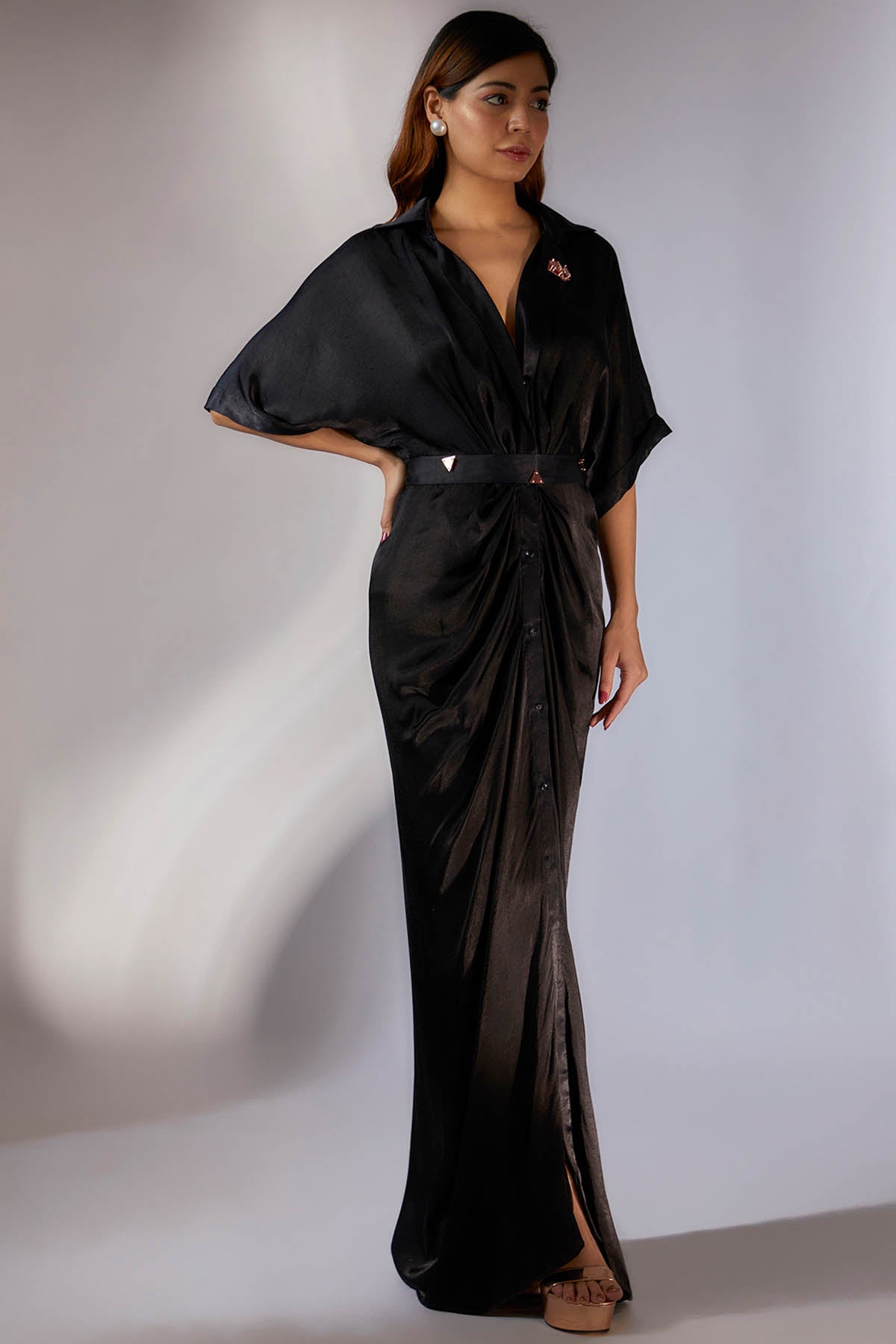 Embroidered Black Dress & Belt