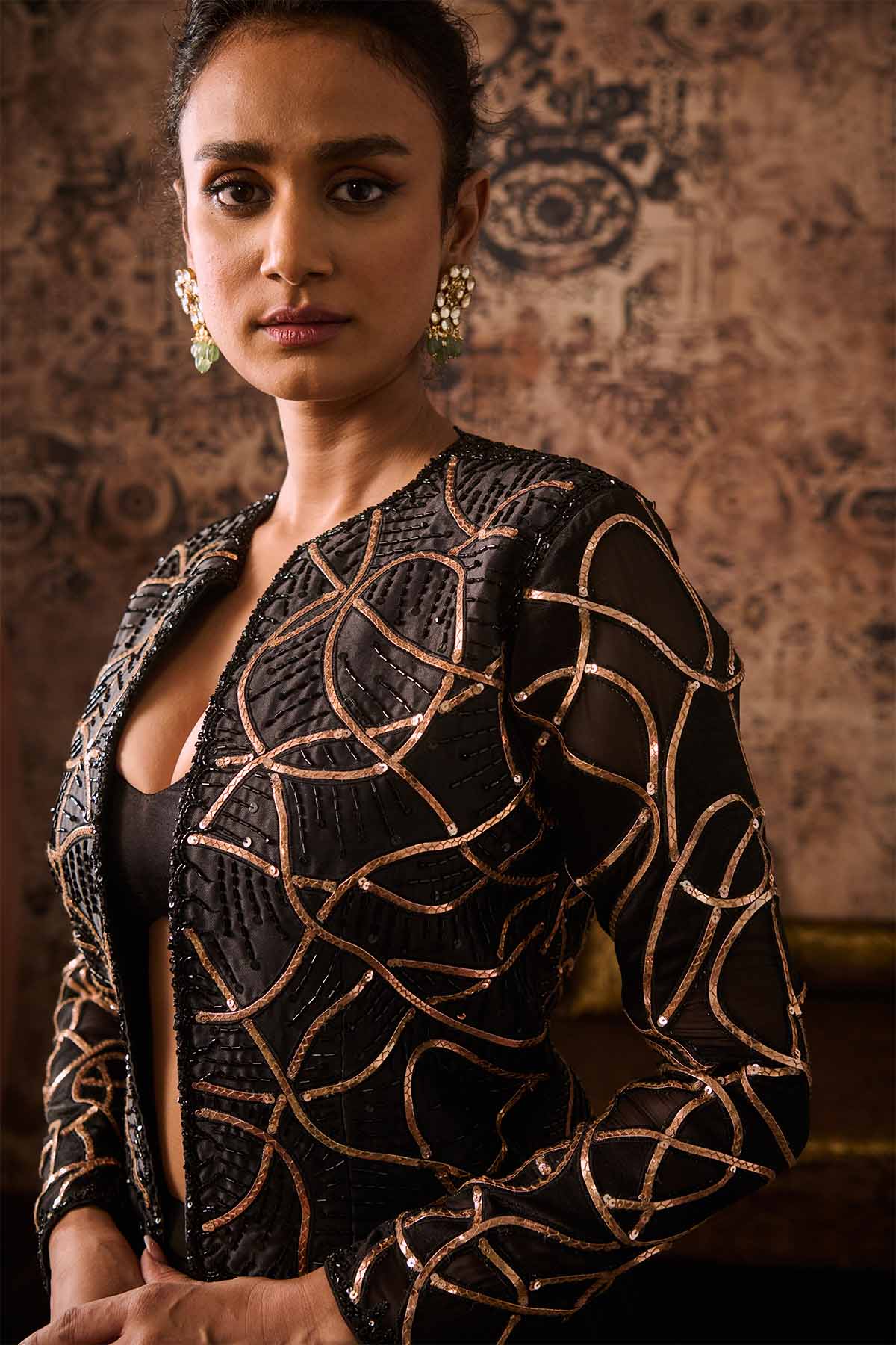 Embroidered Black Palazzo Set