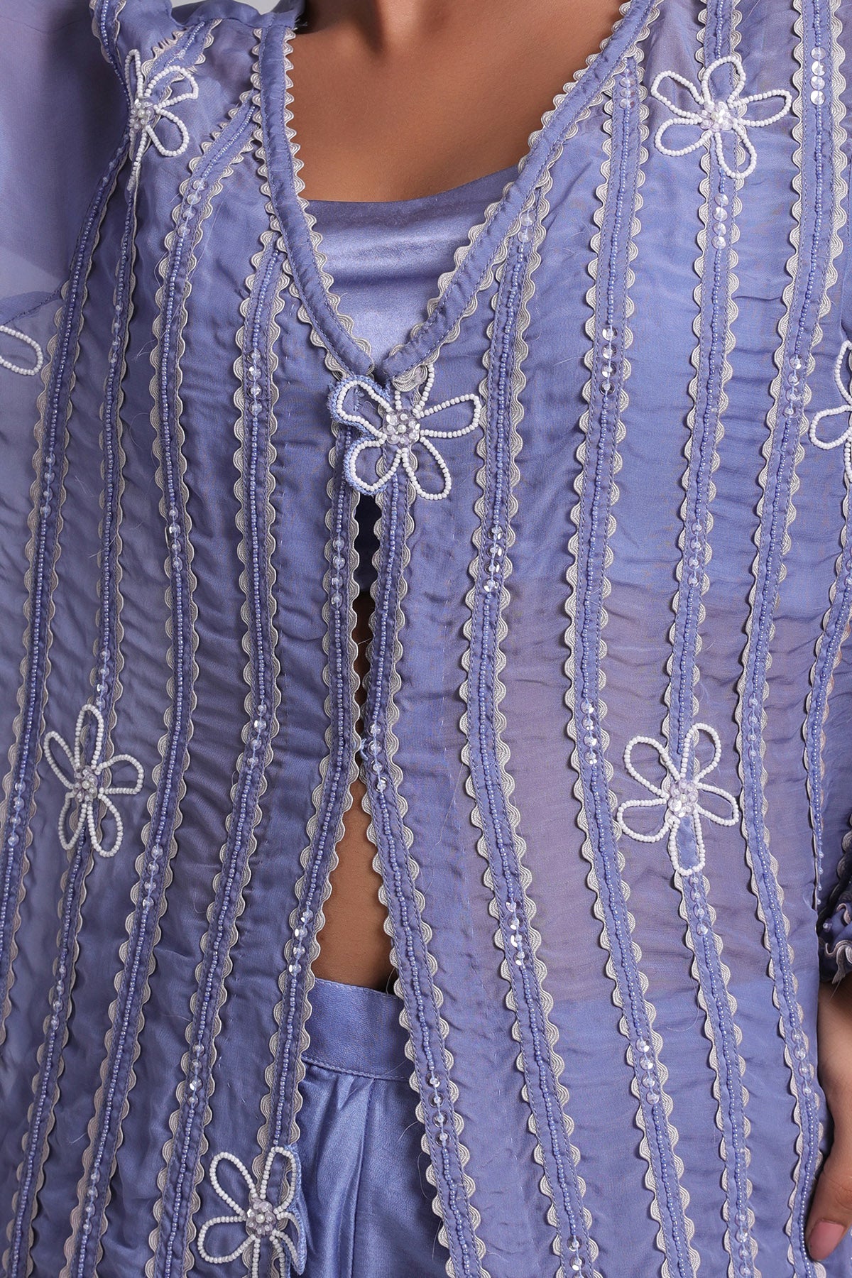 Embroidered Blue Co-ord Set