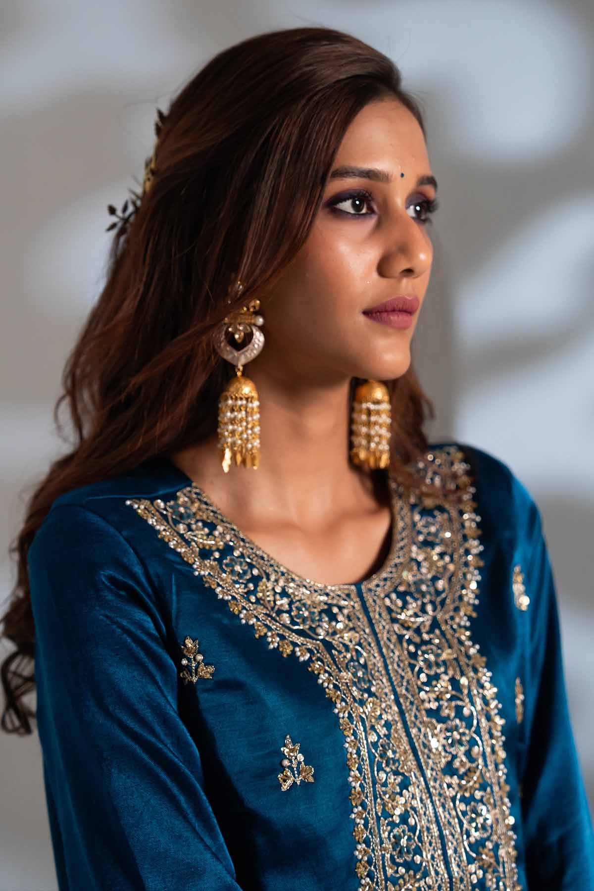 Embroidered Blue Gharara Set