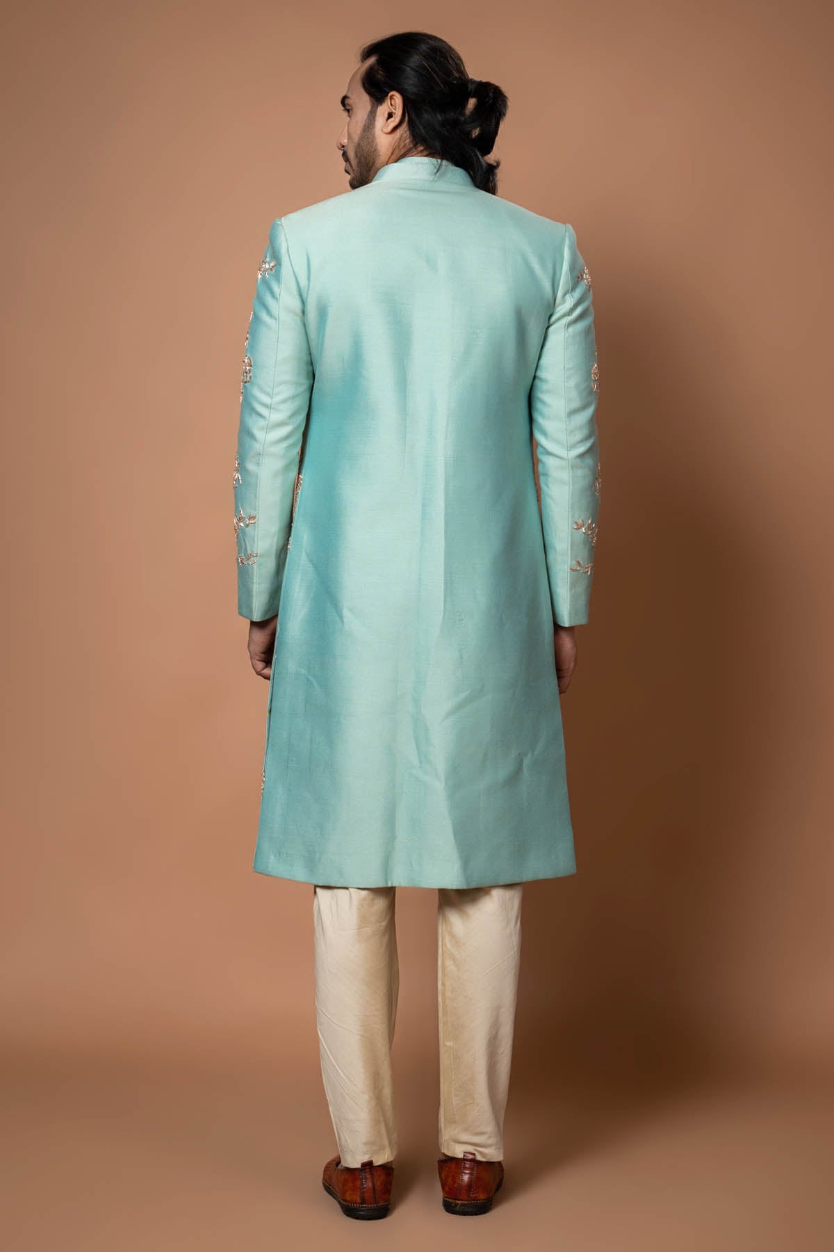 Embroidered Blue Sherwani Set