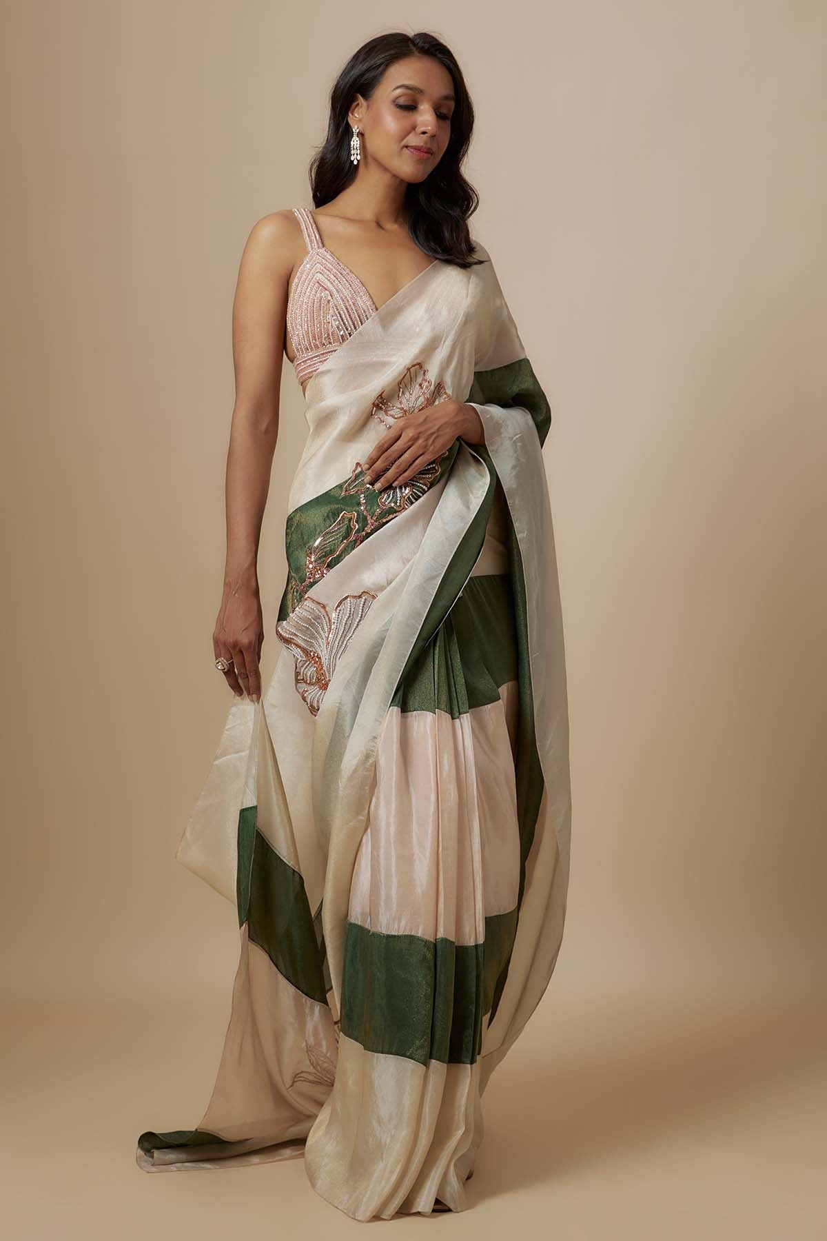 Embroidered Colorblock Saree