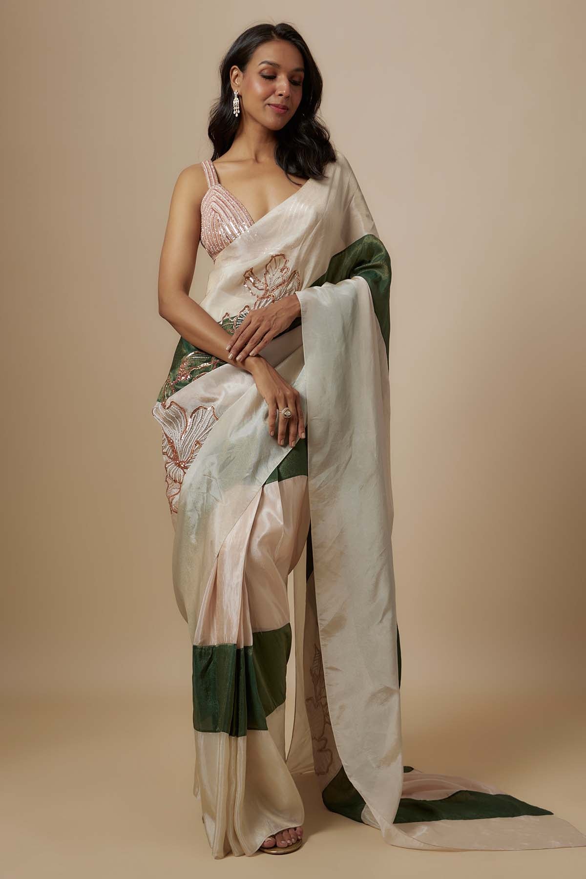 Buy Embroidered Colorblock Saree by Masumi Mewawalla for women online at ScrollnShops