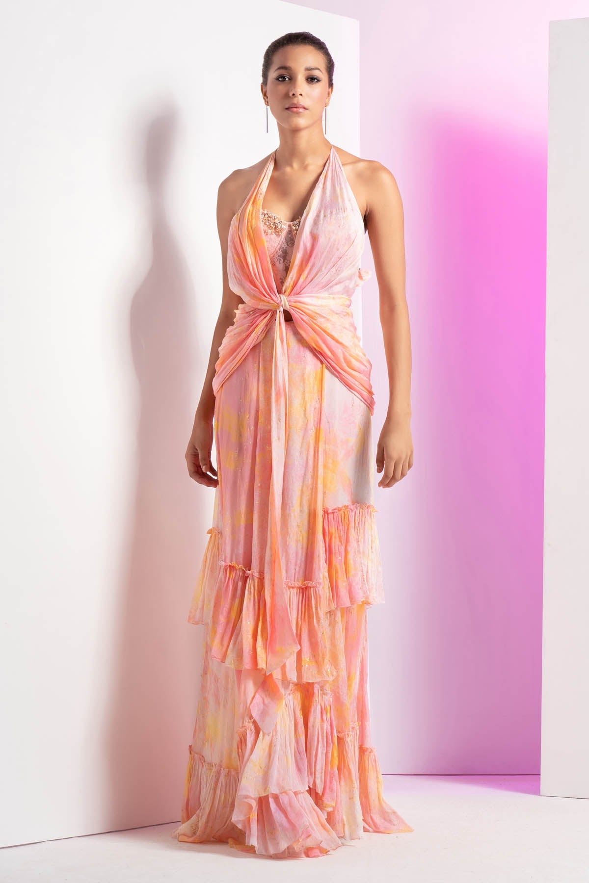 Buy Embroidered Corset & Skirt Set by Mandira Wirk