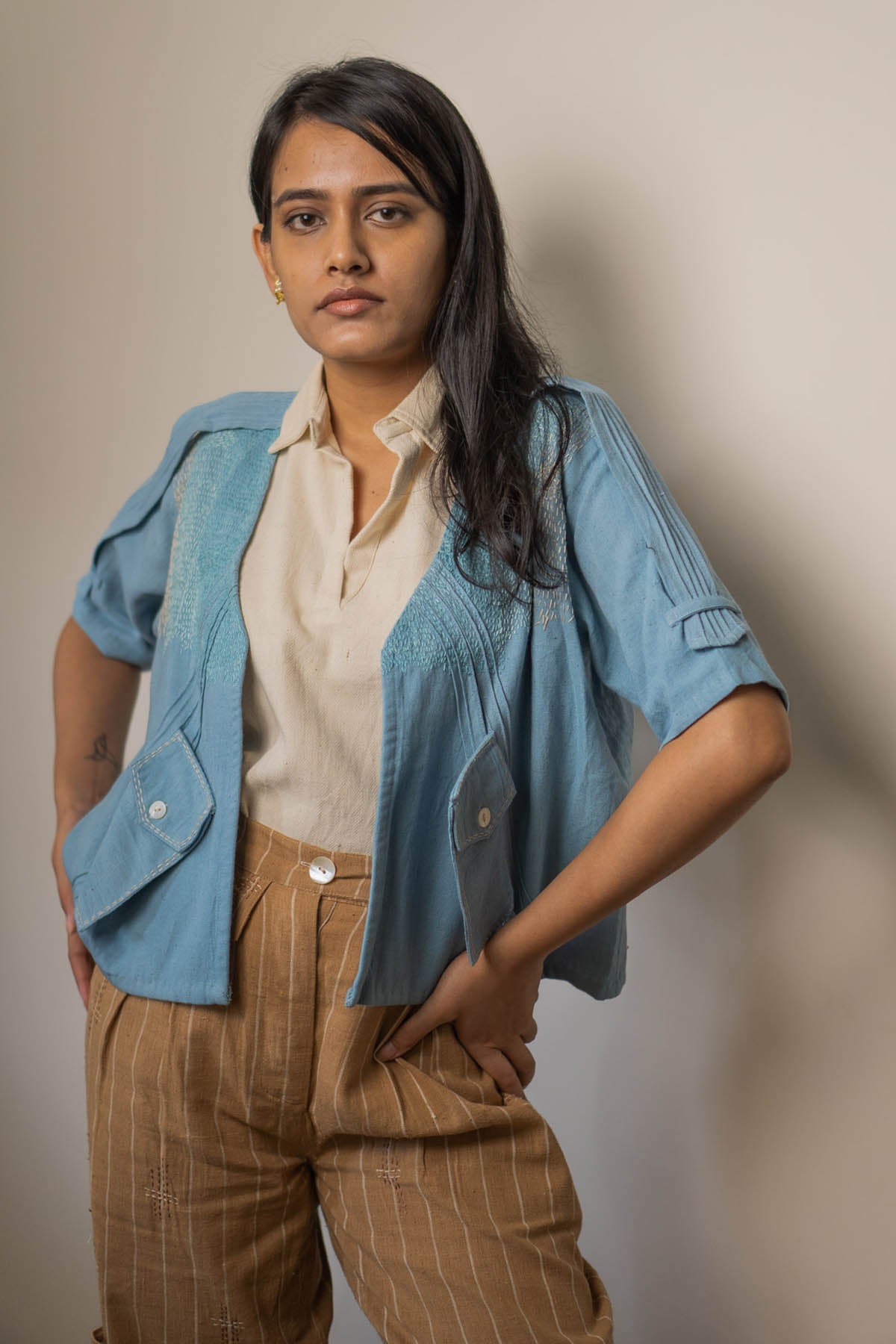 Buy Designer Embroidered Cotton Jacket By Lafaani