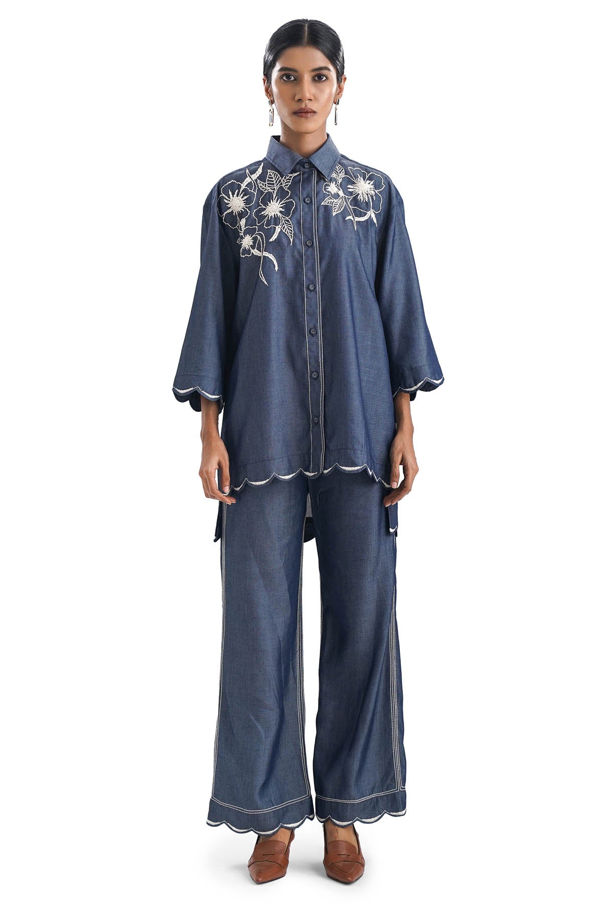 Embroidered Denim Co-ord Set