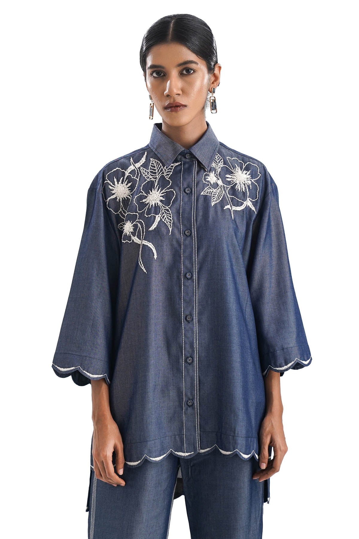 Embroidered Denim Co-ord Set