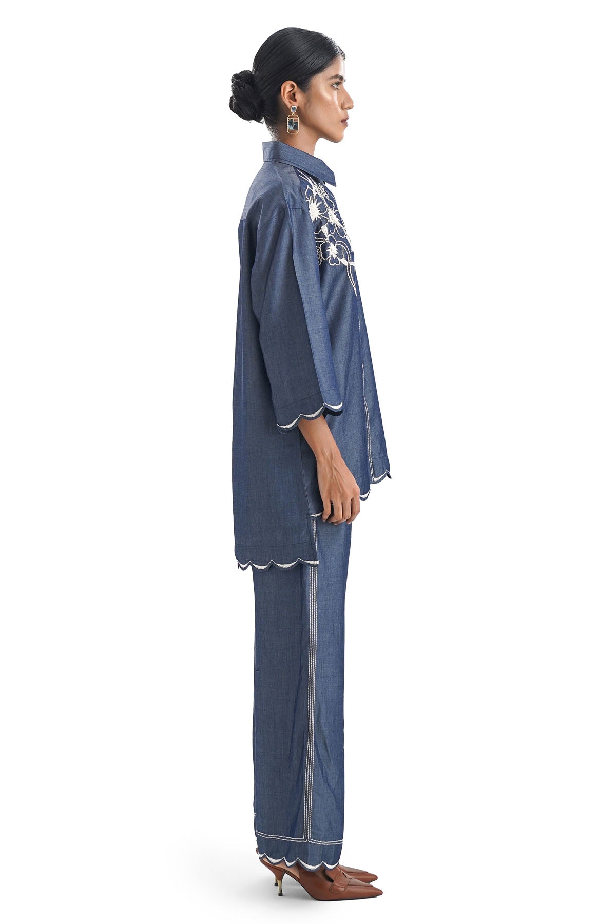 Embroidered Denim Co-ord Set