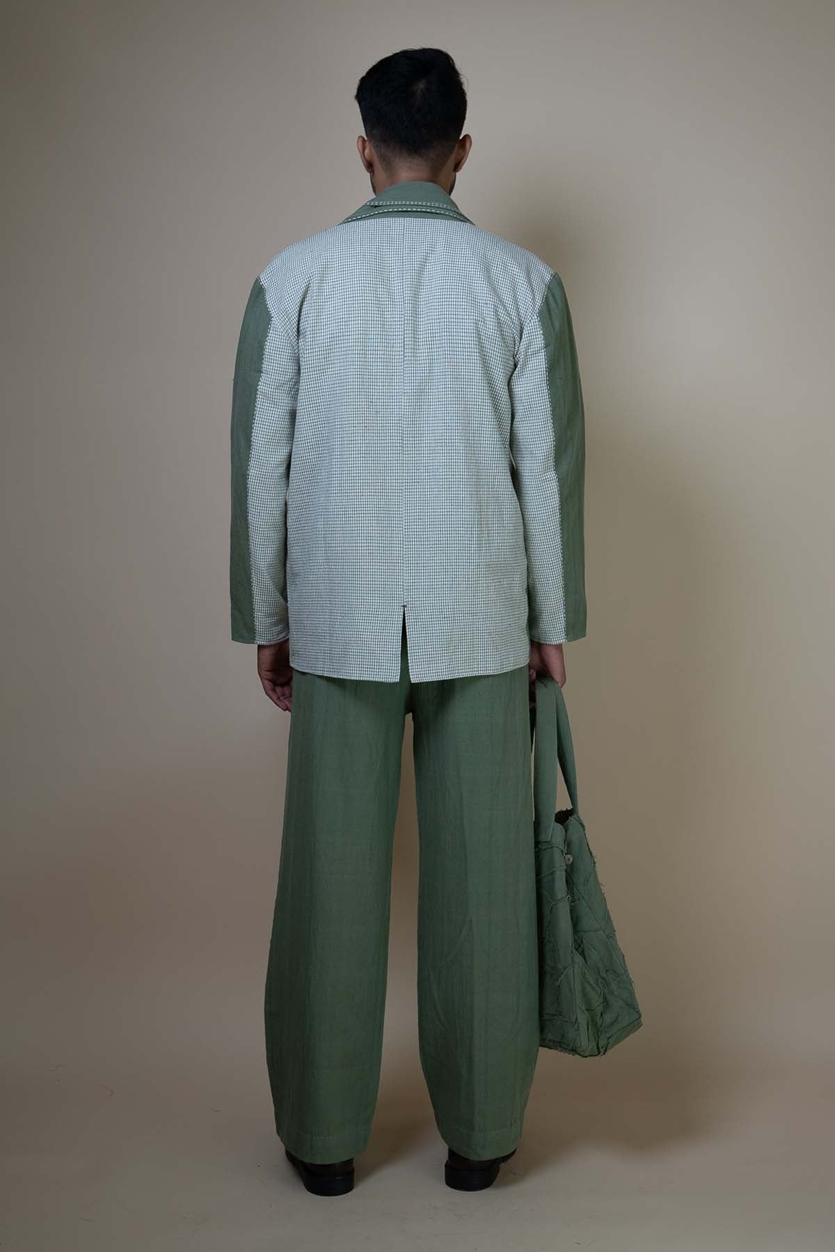 Embroidered Detail Olive Blazer