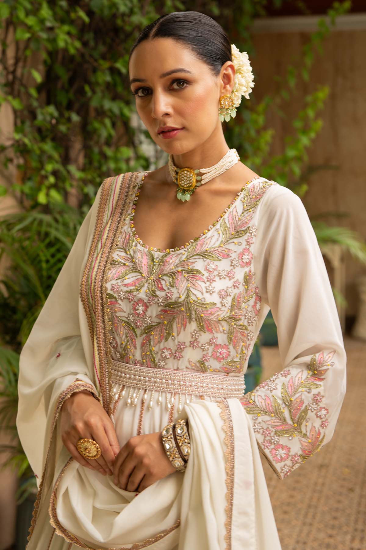 Embroidered Flared Anarkali Set