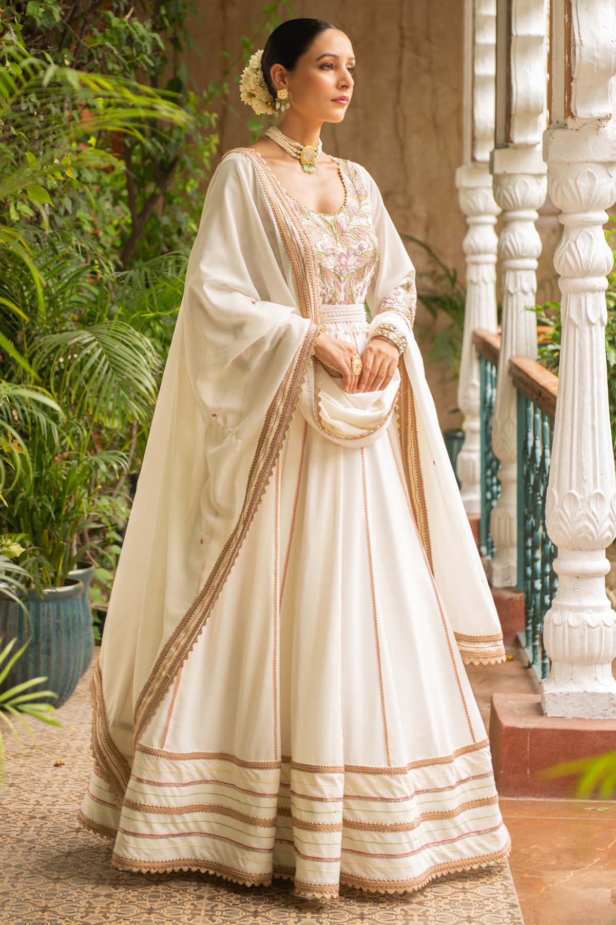 Embroidered Flared Anarkali Set