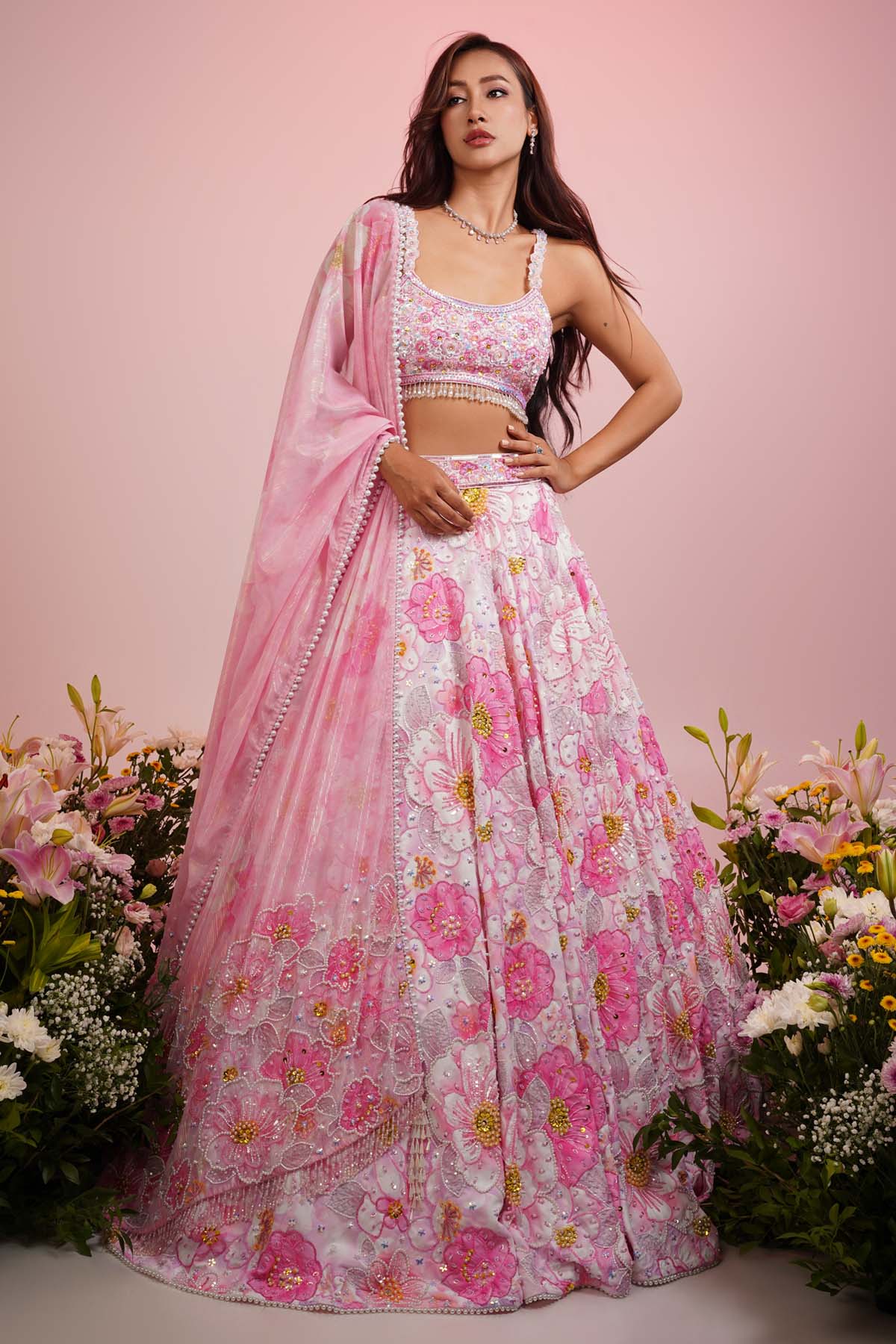 Priyanka Kar Embroidered Floral Lehenga Set for women online at ScrollnShops