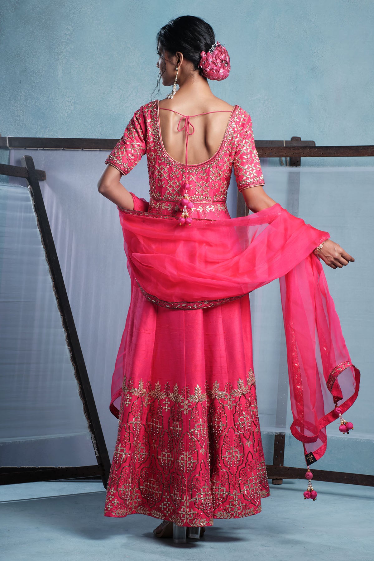 Embroidered Fuchsia Anarkali Set