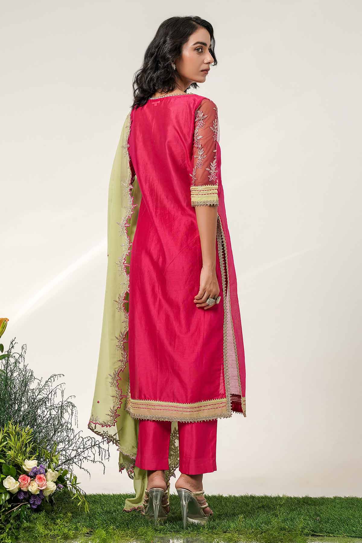 Embroidered Fuchsia Kurta Set