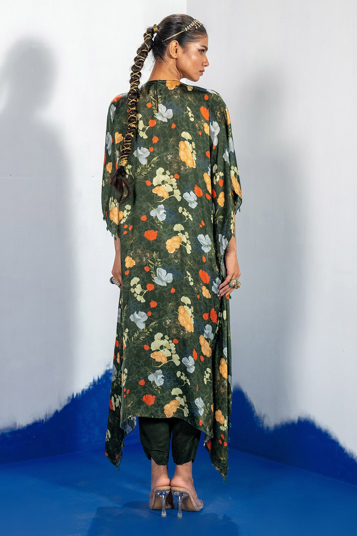 Embroidered Green Kaftan Set