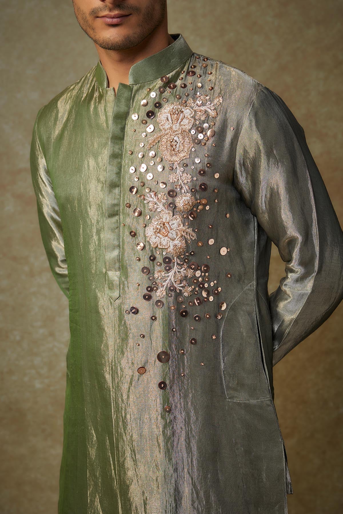 Embroidered Green Kurta & Pants