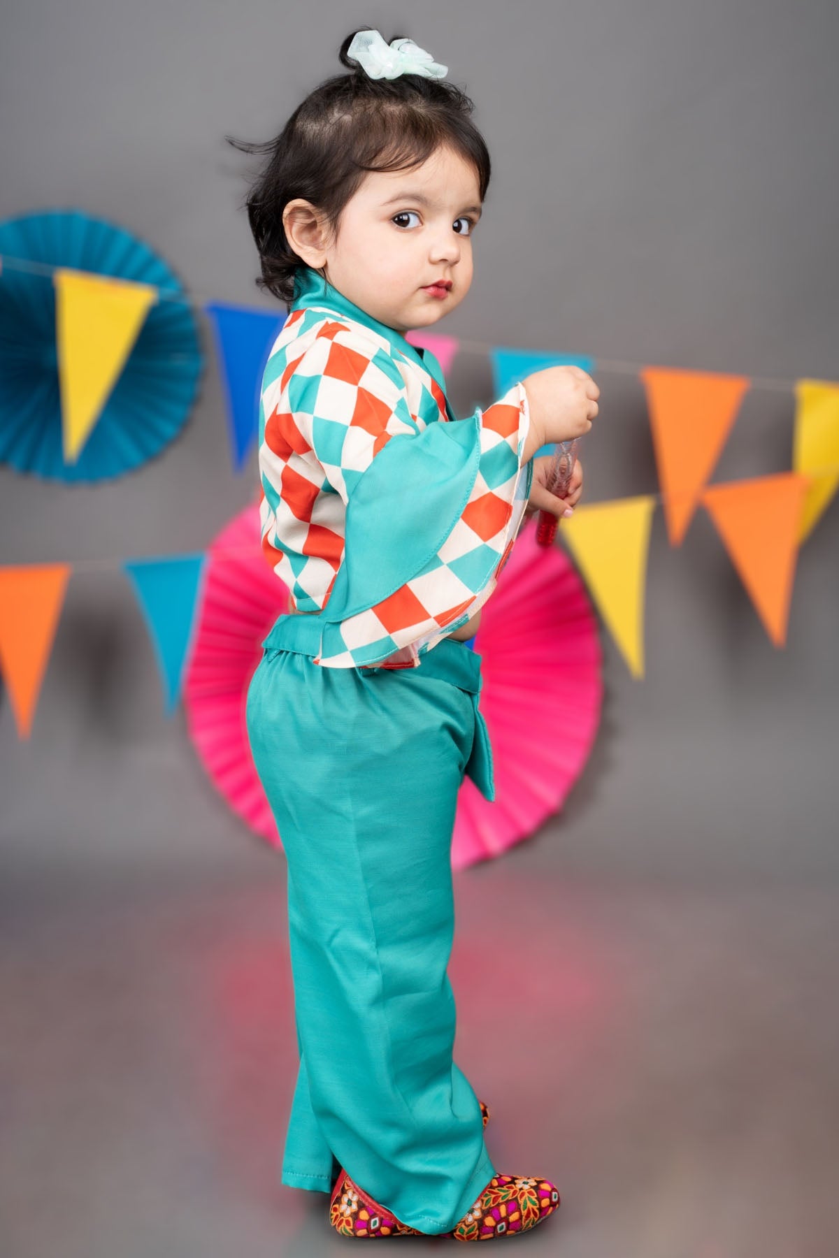 Embroidered Green Palazzo Set