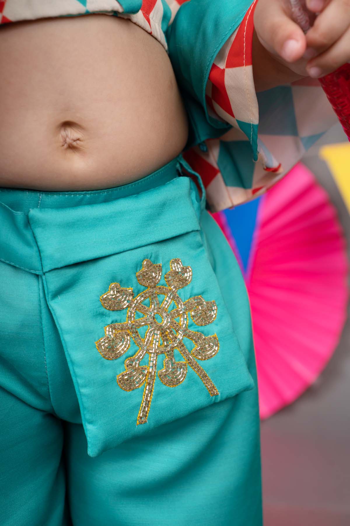 Embroidered Green Palazzo Set