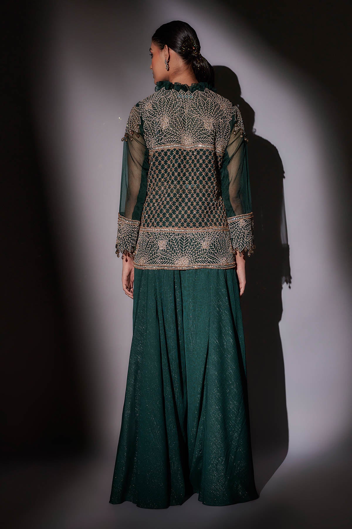 Embroidered Green Sharara Set