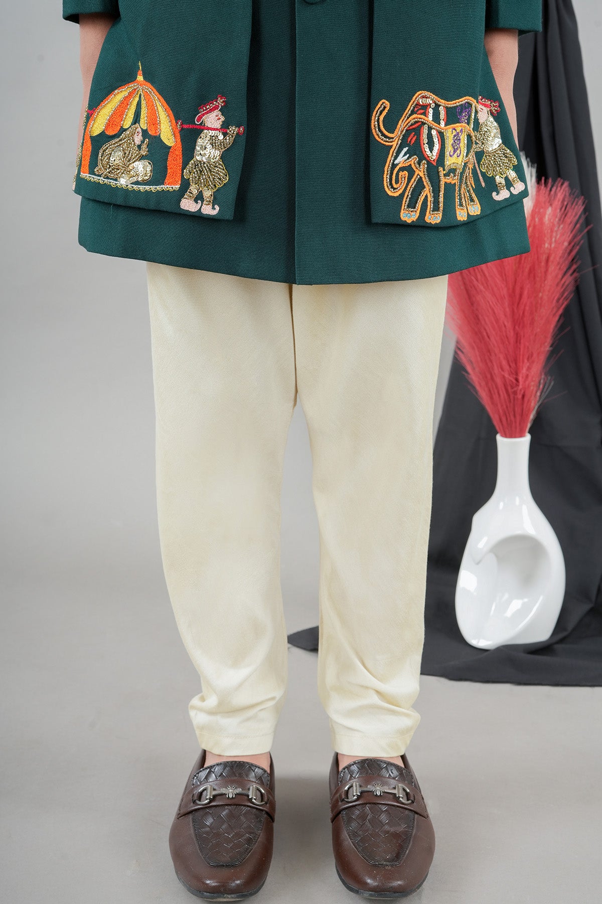 Embroidered Green Sherwani Set