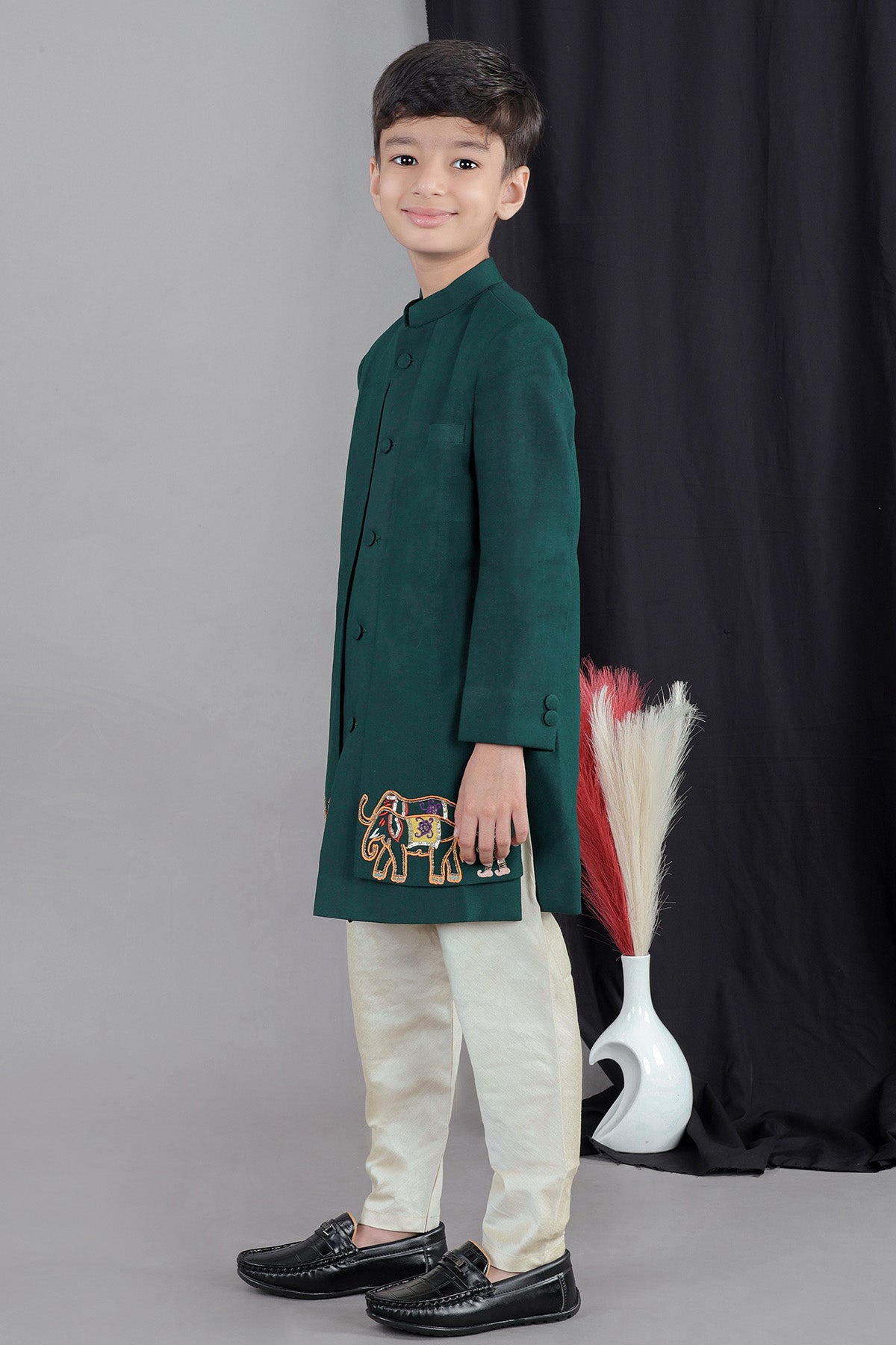 Embroidered Green Sherwani Set