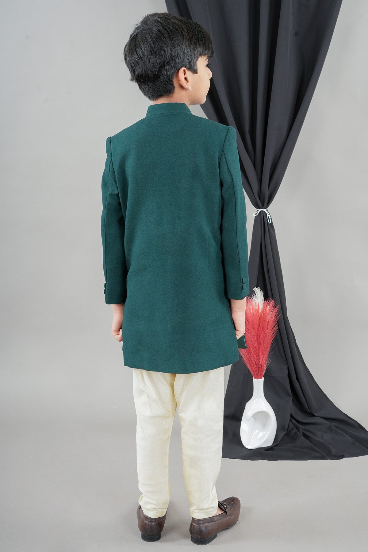 Embroidered Green Sherwani Set