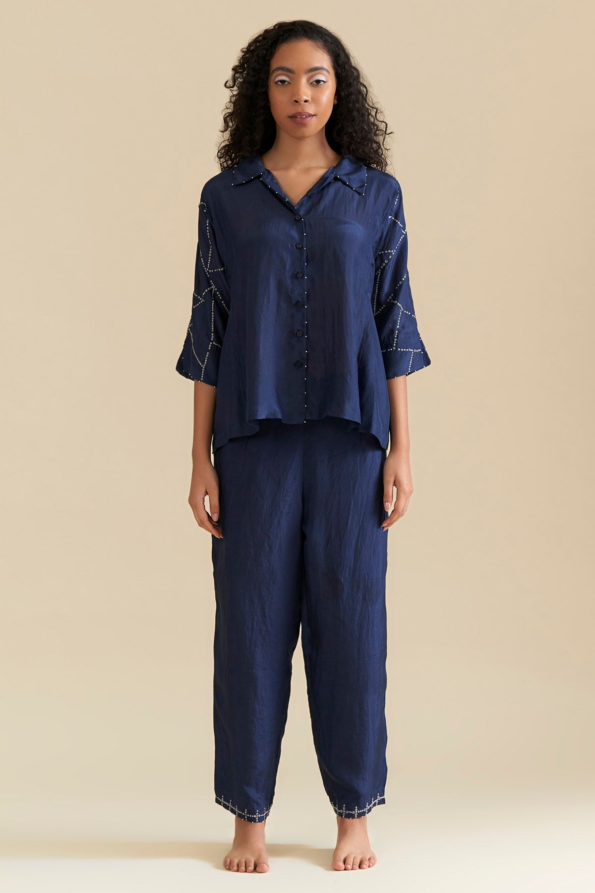 Srota by Srishti Aggarwal Embroidered Habutai Silk Shirt for women online at ScrollnShops