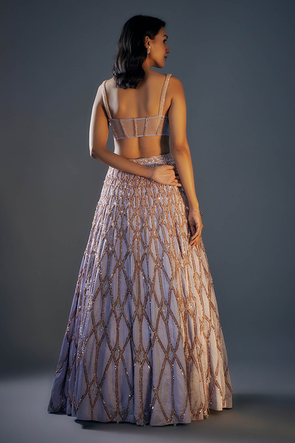 Embroidered Ice Blue Lehenga Set