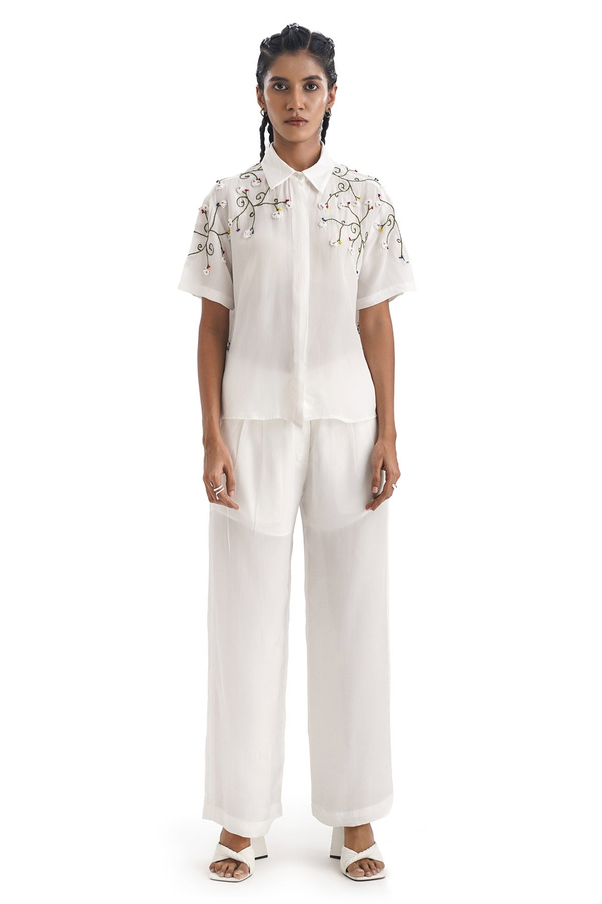 Buy Notre Ame Embroidered Ivory Co-ord Set For Women Online at ScrollnShops