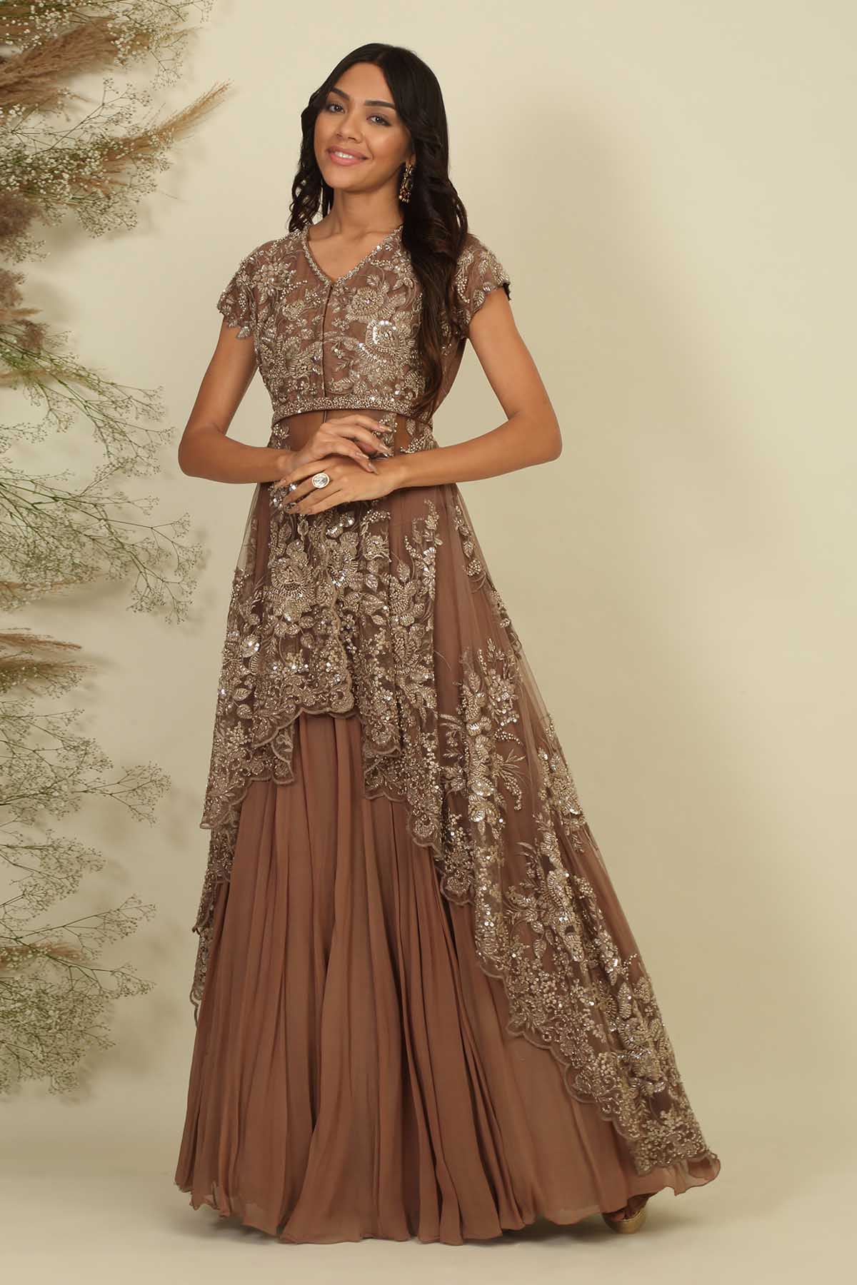 Apricoat Georgette Lehenga Set