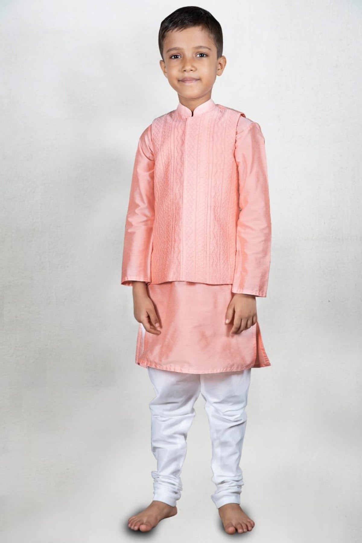 Designer Little Brats Embroidered Jacket & Kurta Set For Kids Available online at ScrollnShops