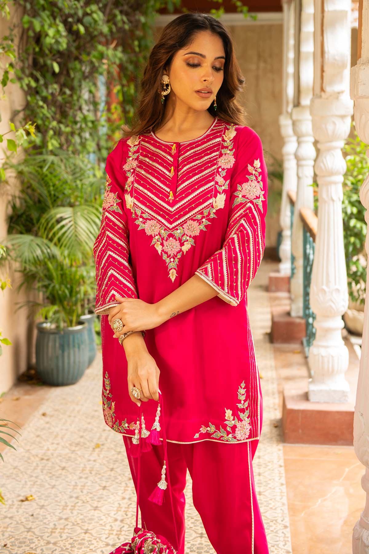 Rani Pink Kurta & Dhoti Set