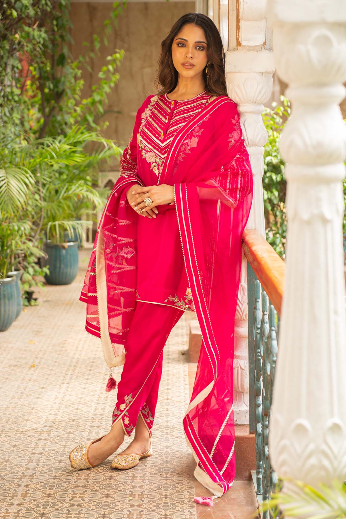 Rani Pink Kurta & Dhoti Set