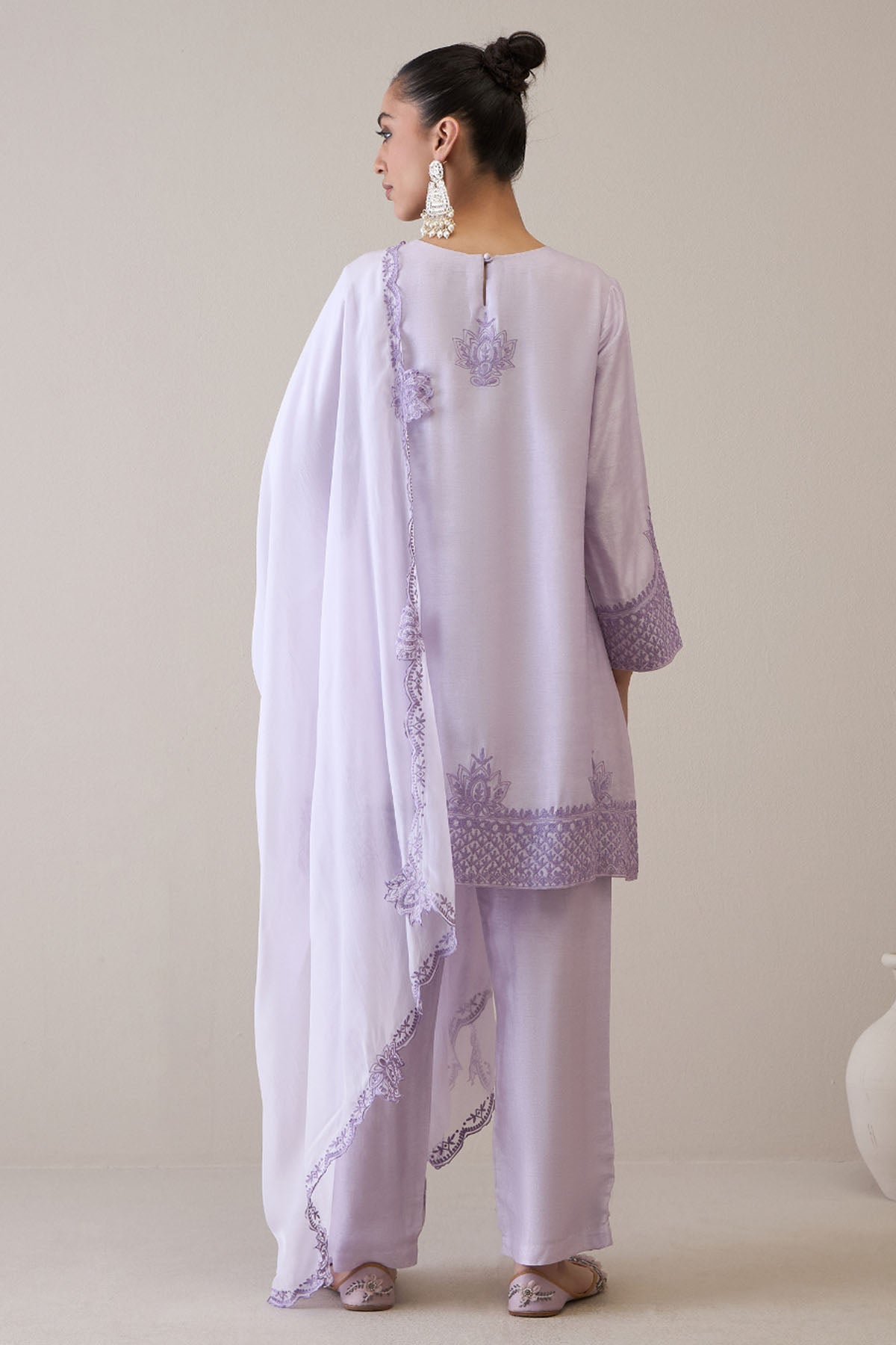 Embroidered Lavender Kurta Set