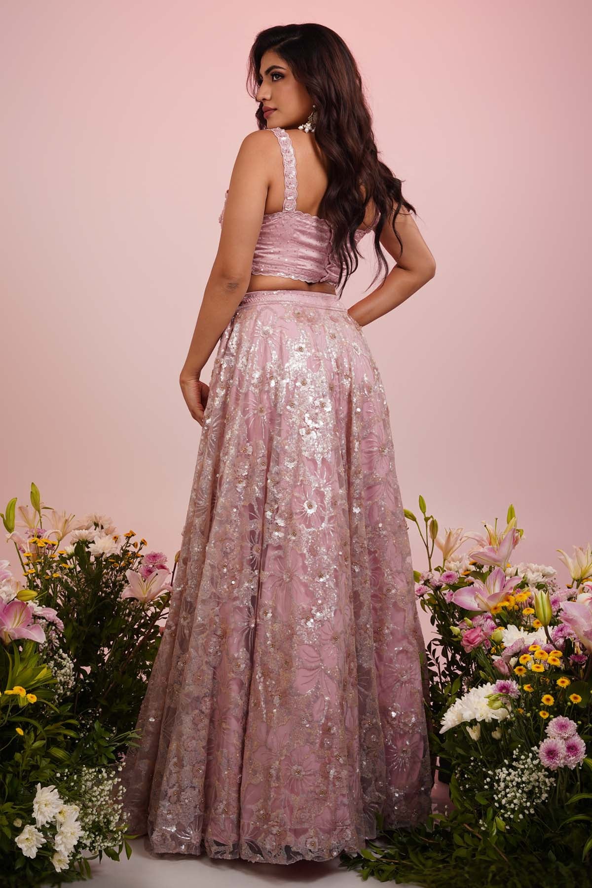 Embroidered Lavender Lehenga Set