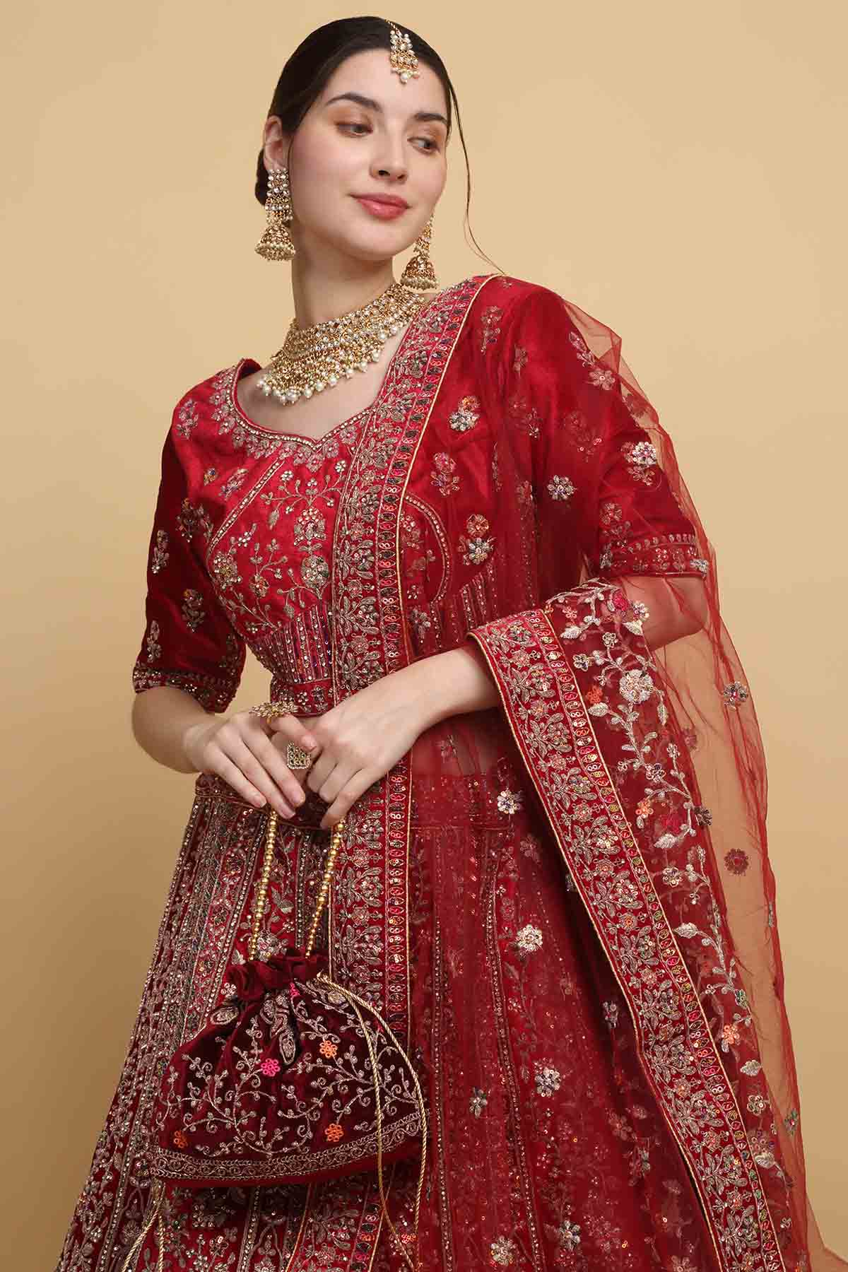 Embroidered Lehenga Set & Potli